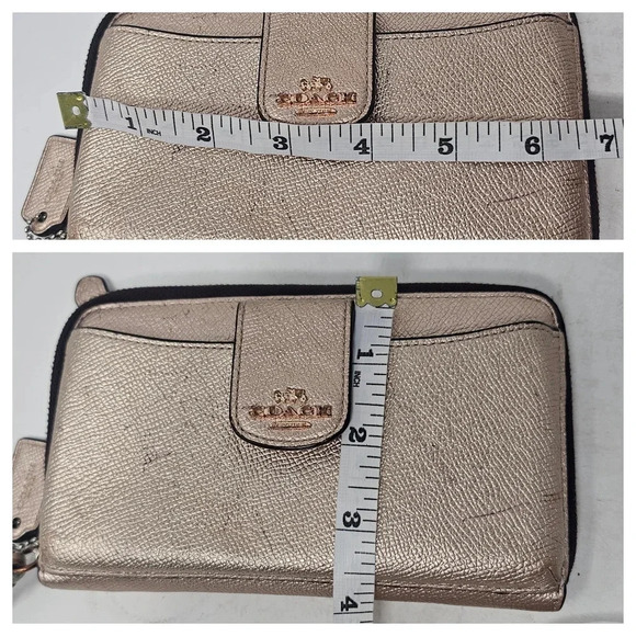 Coach Women's Pink Metallic Universal Wallet With Phone Pocket In Pebble Leather - Picture 16 of 16